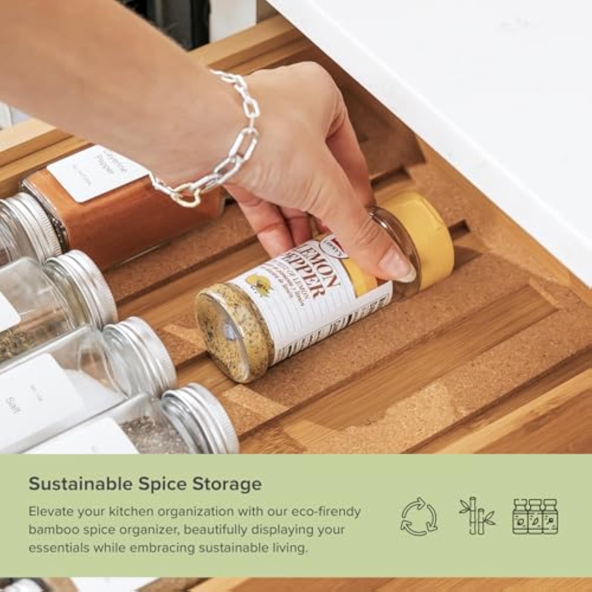 Spice Drawer Organizer with Expandable Storage